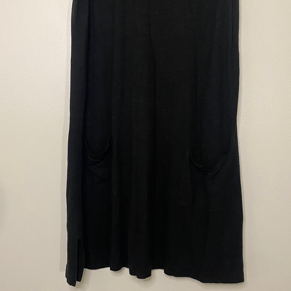 Eileen Fisher Black Cowl Neck Sleeveless A-Line Dress Hem Cotton Medium - Picture 4 of 8